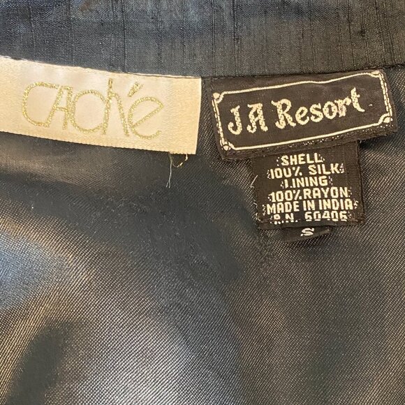 VTG CACHE Silk Bomber Jacket Novelty Watch Pattern S Black 336G - Picture 6 of 6